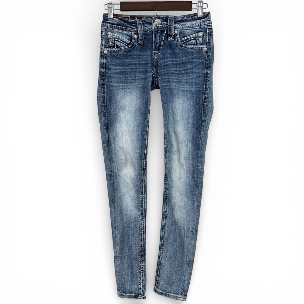 Rock Revival Blair Skinny Jeans 26 Heavy Stitch Flap Pocket 30 Inseam - Picture 12 of 15